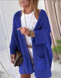 Плетена дамска жилетка в синьо - код 77009