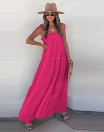 Свободна дълга рокля в цвят циклама - код 3359