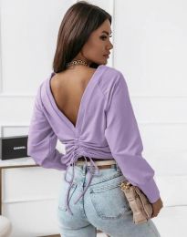 Дамска блуза с атрактивен гръб в лилаво - код 5007