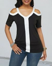 Дамска блуза в черно с отворени рамене - код 72029