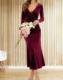 Дамска рокля в цвят бордо - код 55023