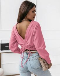 Дамска блуза с атрактивен гръб в розово - код 5007