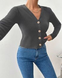 Атрактивна дамска блуза с копчета в сиво - код 85501