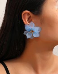 Атрактивни дамски обеци с цвете в синьо - код S3249