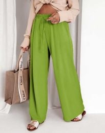 Дамски моден широк панталон в зелено - код 32431