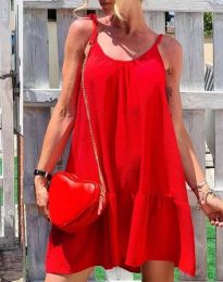 Атрактивна дамска рокля в червено - код 6589