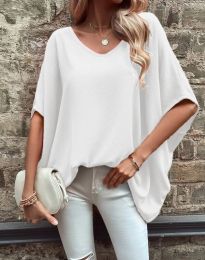 Широка дамска блуза в бяло - код 55860