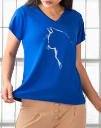 Атрактивна дамска тениска в синьо - код 5316
