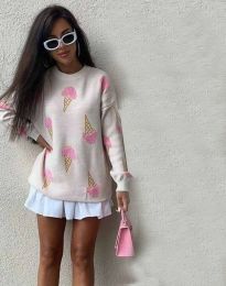 Атрактивен дамски пуловер в бяло - код 110556