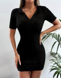 Дамска рокля с яка в черно - код 50799