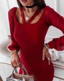 Атрактивна дамска рокля в червено - код 115799