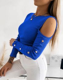 Дамска блуза в синьо с голи рамене - код 2441