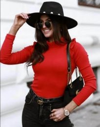 Дамска блуза в червено с къдрички - код 8153