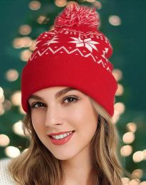 Коледна дамска шапка в червено - код WH6