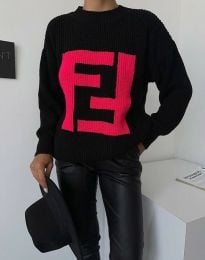 Атрактивен дамски пуловер в черно - код 22010
