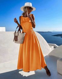 Дълга дамска рокля в оранжево - код 7829