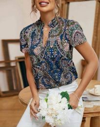 Атрактивна дамска блуза с къс ръкав - код 6028 - 1
