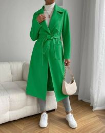 Ефектно дамско палто в зелено - код 23399