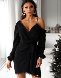 Кокетна дамска рокля в черно - код 95877