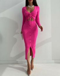 Атрактивна дамска рокля в цвят циклама - код 55311