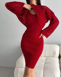 Дамска рокля с допълнителна горна част в червено - 95028
