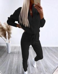 Моден дамски плетен комплект в черно - код 63008