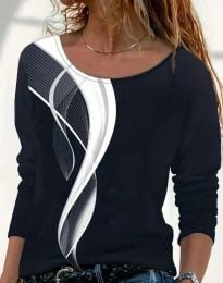 Дамска блуза с атрактивен десен в черно - код 47001