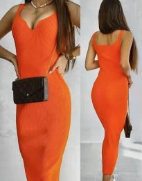 Вталена дамска рокля в оранжево - код 7480