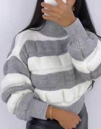 Дамски къс пуловер в сиво - код 9803