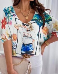 Дамска блуза с атрактивен десен - код 8221 - 1