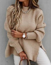 Атрактивен дамски пуловер в цвят капучино - код 46980