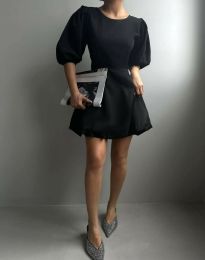 Кокетна дамска рокля в черно с гол гръб - код 53377