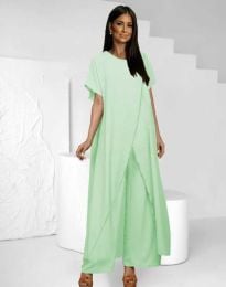 Атрактивен дамски комплект панталон и туника в светлозелено - код 50683