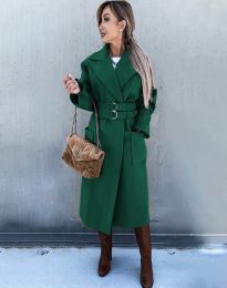 Стилно дамско палто в зелено - код 3784