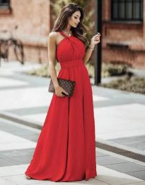 Дълга елегантна рокля в червено - код 3734