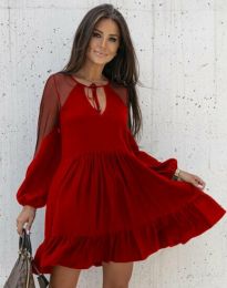 Свободна дамска рокля в червено - код 7418