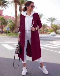Стилно дамско палто в цвят бордо - код 5481