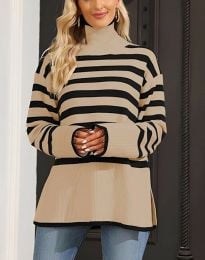 Плетен дамски пуловер с ефектен десен - код 95016 - 2