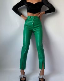 Дамски кожен панталон в зелено - код 21102