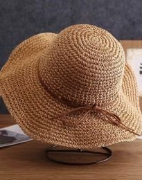 Дамска шапка с периферия в цвят капучино - код H30