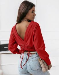 Дамска блуза с атрактивен гръб в червено - код 5007