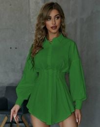 Дамска рокля тип риза в цвят зелено - код 60500
