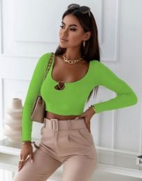 Къса дамска блуза в зелено - код 5235
