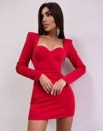Елегантна къса дамска рокля в червено - код 89880