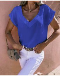 Дамска блуза с къс ръкав в синьо - код 3227