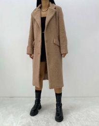 Дълго дамско палто в цвят капучино - код 0968