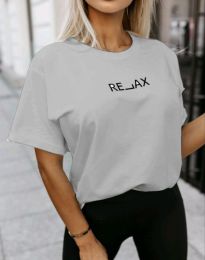 Дамска тениска с надпис "RELAX" в сиво - код 0012012