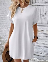 Изчистена дамска спортна рокля в бяло - код 42207