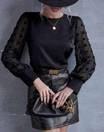 Стилна дамска блуза в черно - код 0118