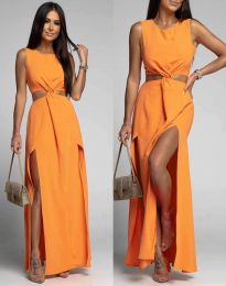 Атрактивна дамска рокля в оранжево - код 3321